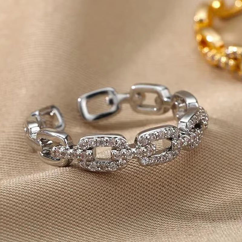 EverTwistβ’ Geometric Zircon Open Ring β Timeless Sparkle, Modern Love