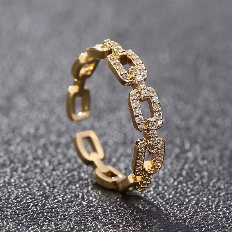 EverTwist™ Geometric Zircon Open Ring – Timeless Sparkle, Modern Love